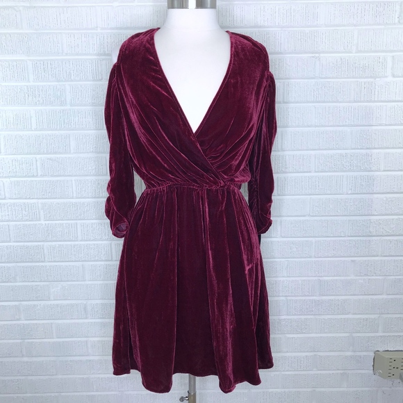 Hale Bob Amata Silk Mini Dress Velvet Cranberry M - Picture 2 of 8